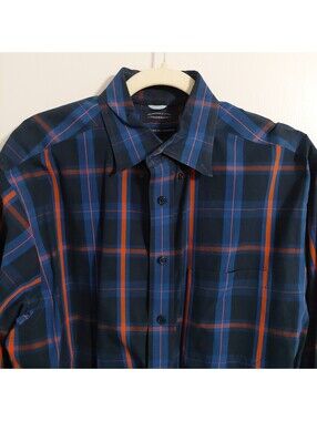 Roundtree & Yorke Trademark Plaid Button-Front Shirt Size L